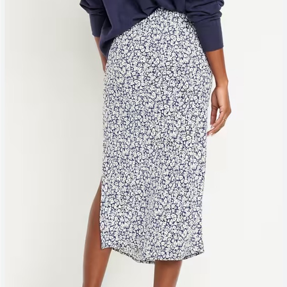 NWT Old Navy High-Waisted Midi Slip Skirt | Blue Ditsy Floral XXL - Picture 2 of 11